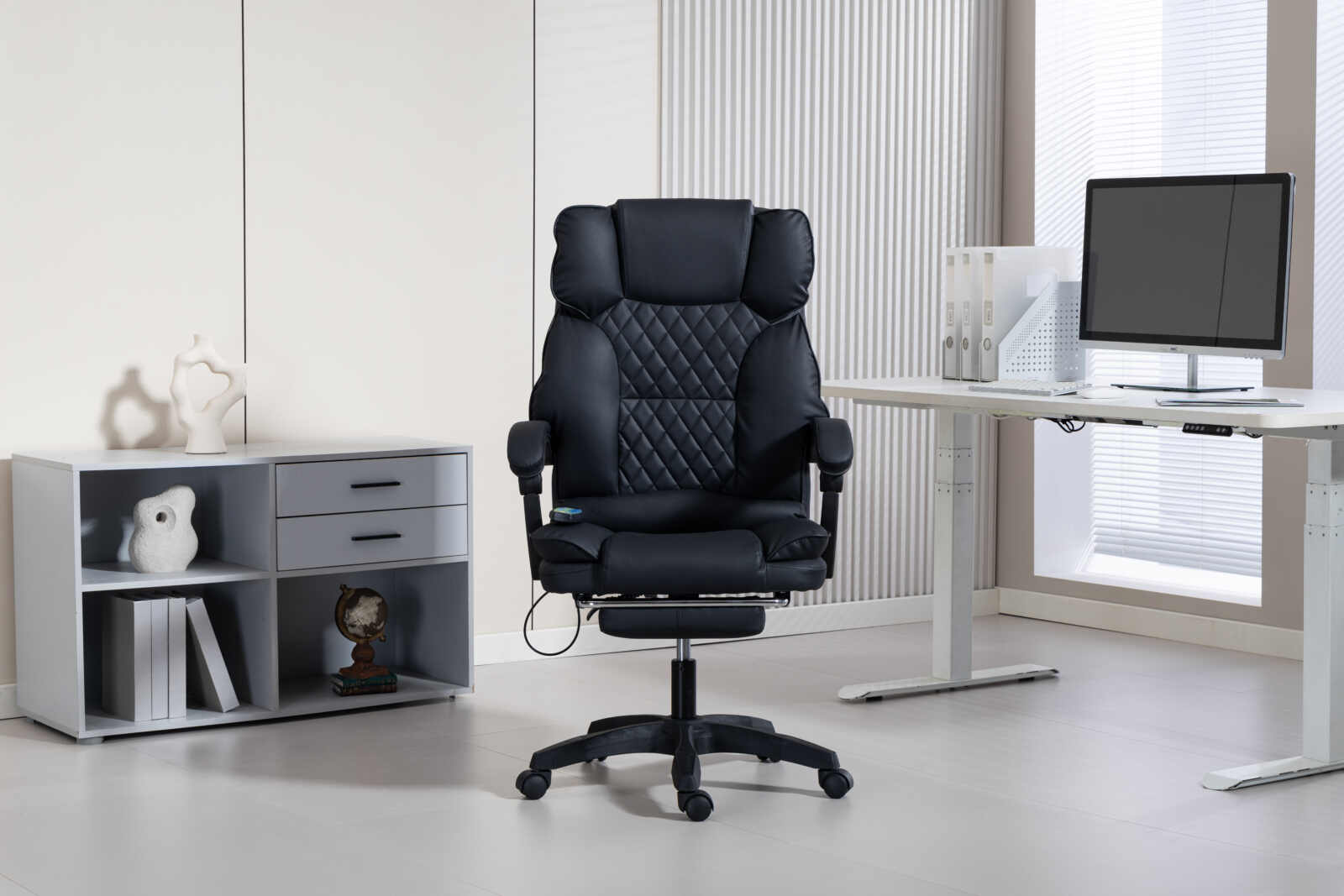 854A3510 Premium Office Massage Chair with Heat, Recline & Plush PU Leather Cushion