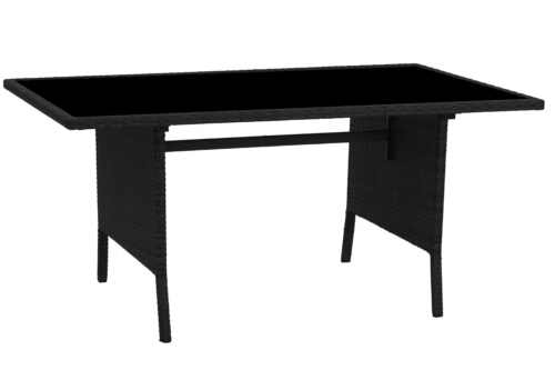 9 Seater Rattan Wicker Dining Table with Glass Top – Black