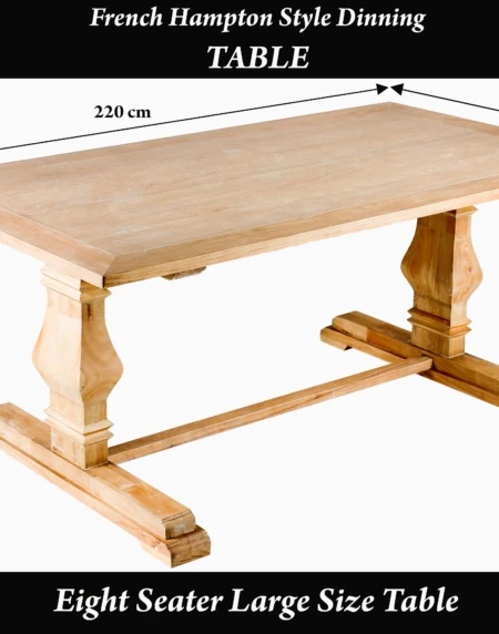 French Hampton style 6 seater wooden dining table in elegant white finish