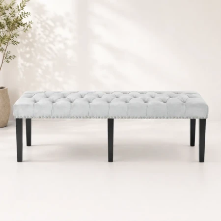 200 cm bench grey with black legs