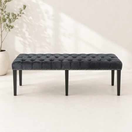 200cm bench black with black legs