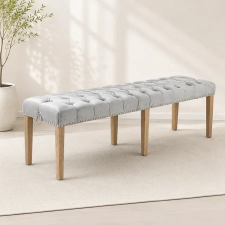 200cm bench grey with wooden legs