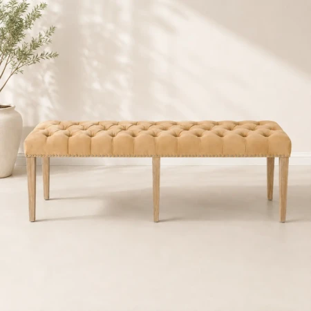 200cm bench tan with wood legs