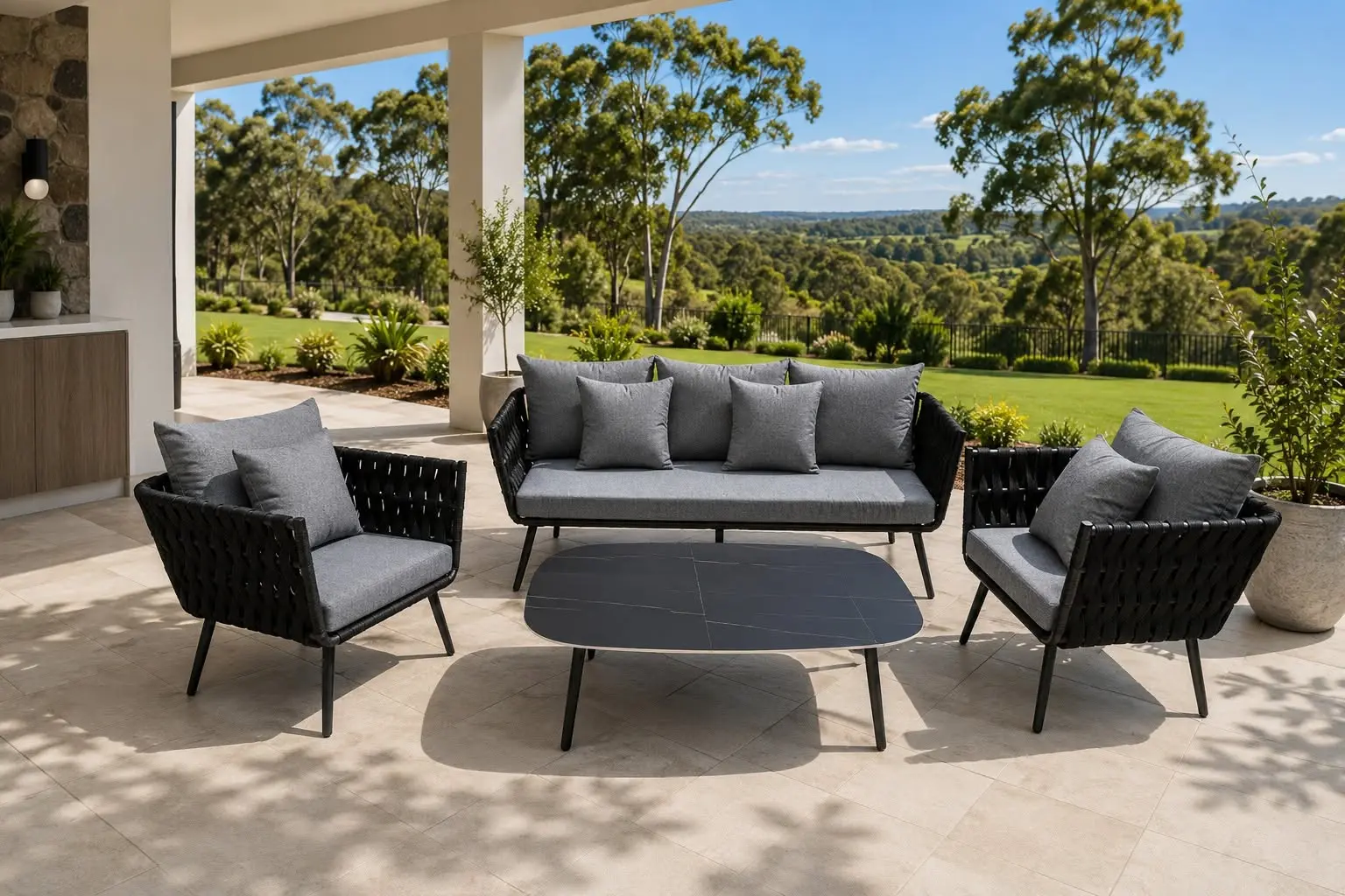 Rope Design Outdoor Setting Perth Black