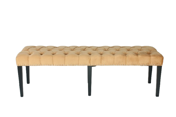 French Elegance Tan Brown Dining Bench Ottoman – 160cm & 200cm with Black Legs