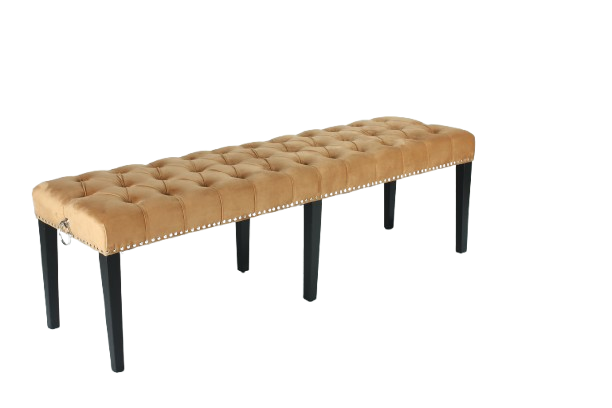 French Elegance Tan Brown Dining Bench Ottoman – 160cm & 200cm with Black Legs - Image 3