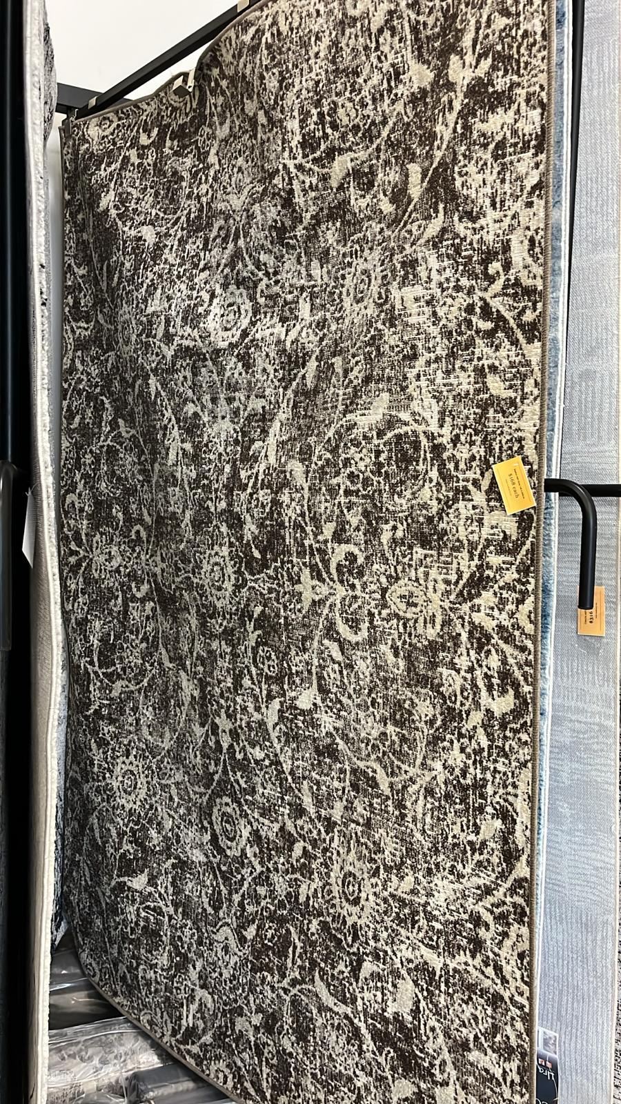 Zephry- Ash Grey Vintage Distressed Floral Rug – Neutral Tones
