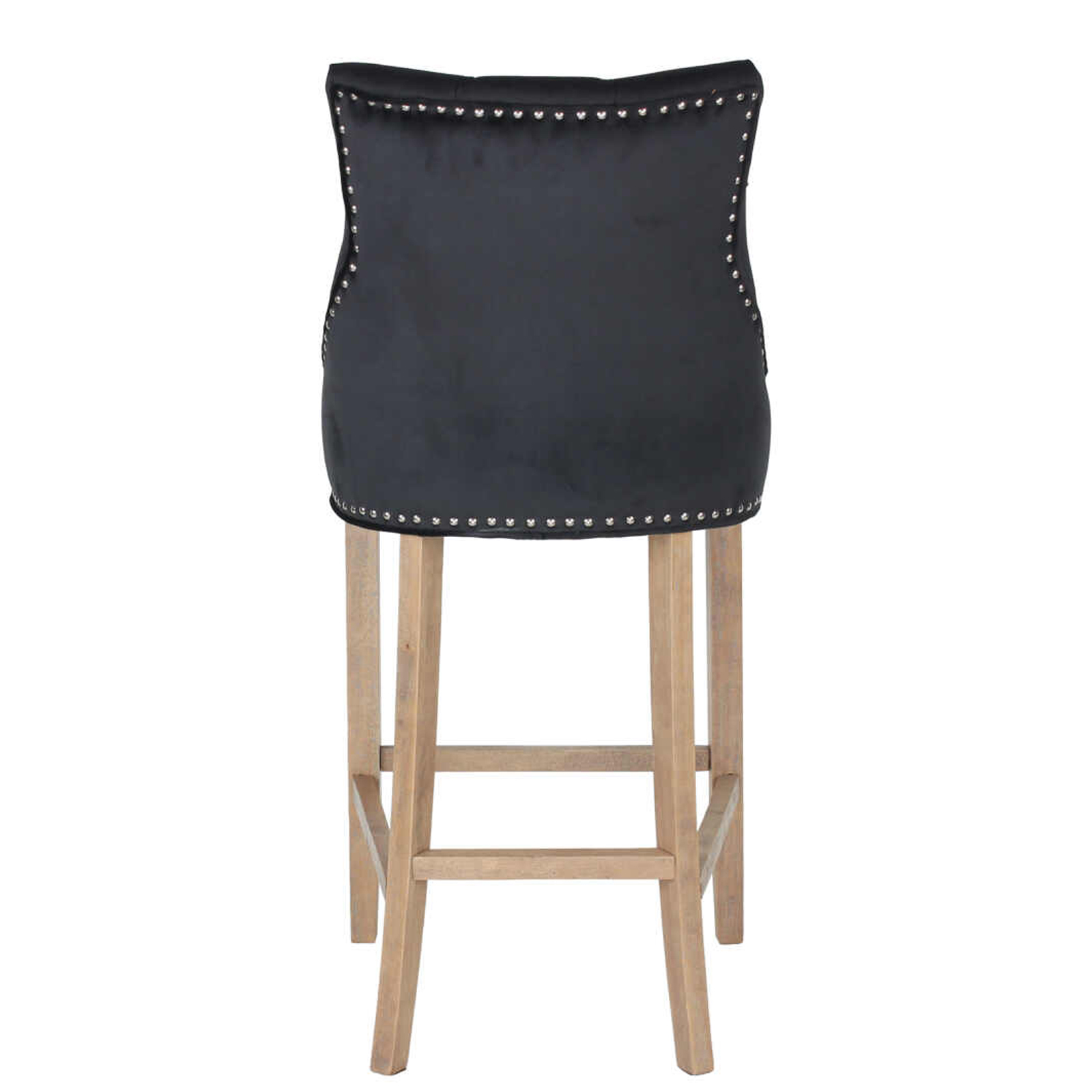 Zara French Accent Luxury Velvet Barstool With Wood Legs - Black - Image 3