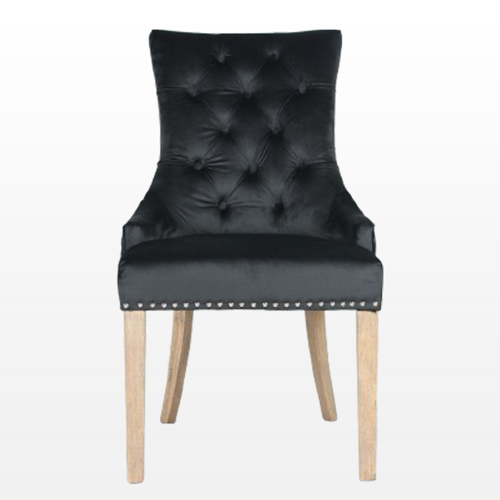 Zara French Luxury Provincial Accent Dinning Chair Solid Oak Wood Legs -Black Velvet - Image 6