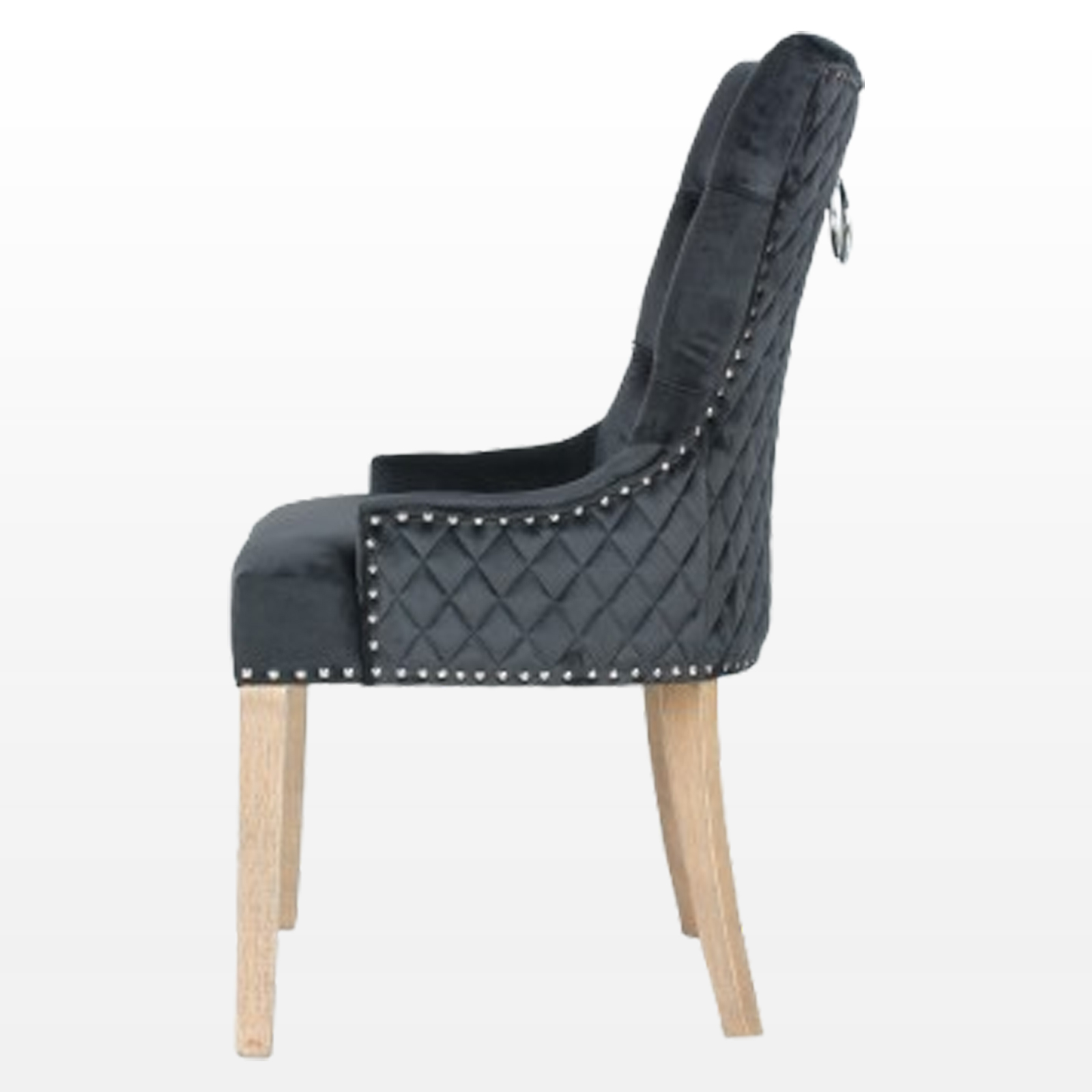 Zara French Luxury Provincial Accent Dinning Chair Solid Oak Wood Legs -Black Velvet - Image 5