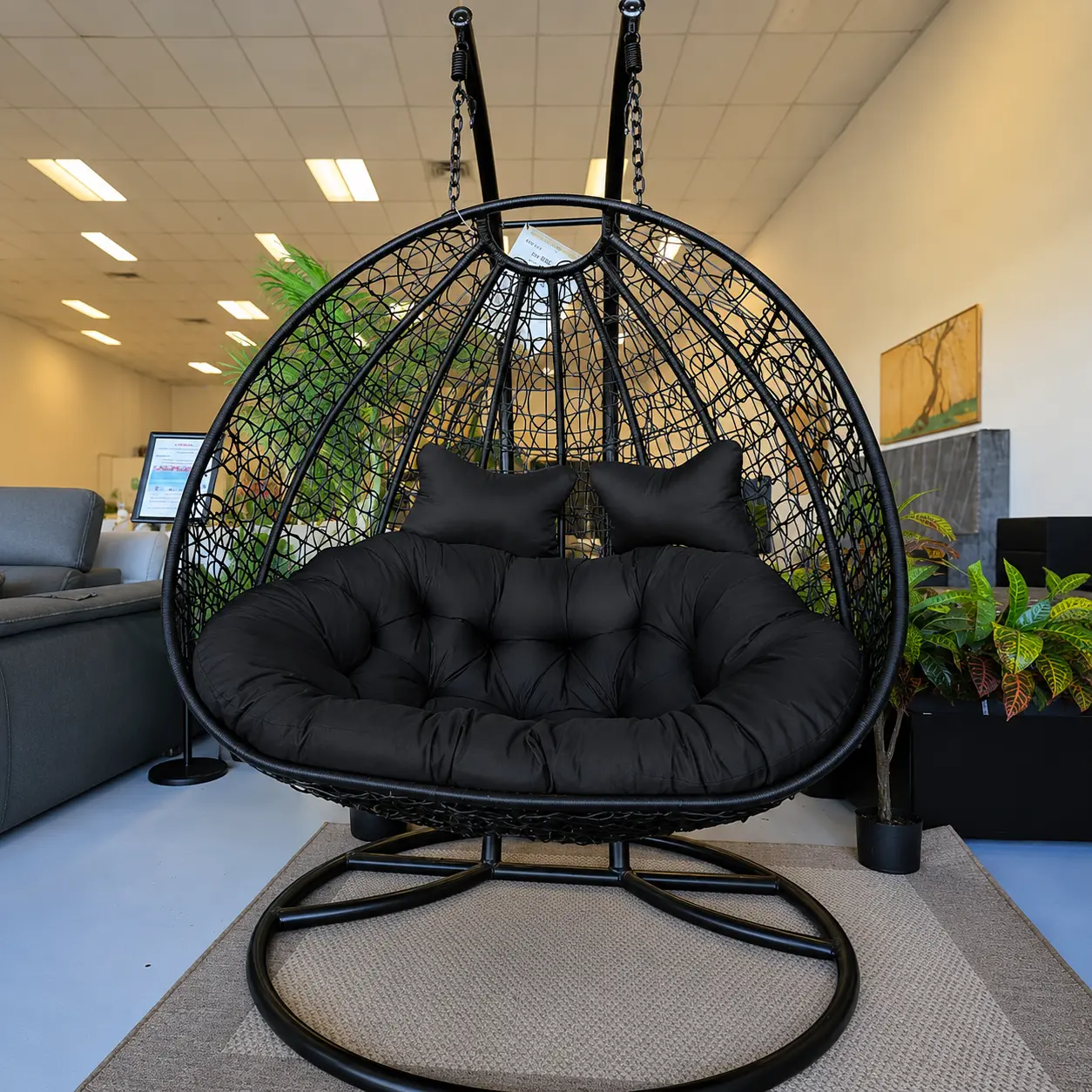 Bali-Double-Seater-Egg-Chair-Wicker-Rattan-Hammock-Hanging-Pod-Seat-Bird-Nest-Black7