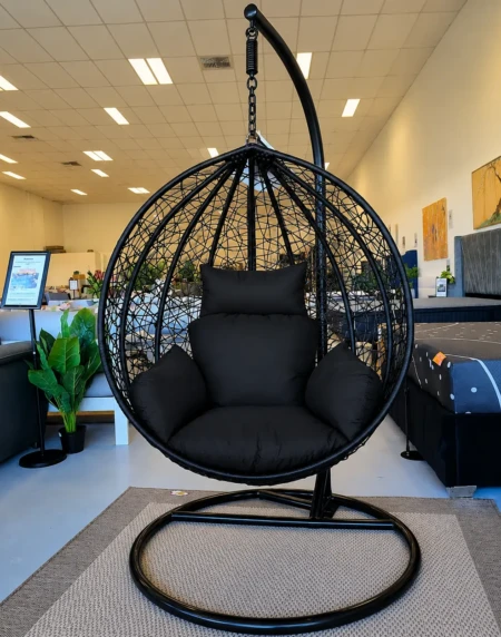 Bird-Nest-Swing-Single-Large-Seater-Egg-Chair-Hammock-Hanging-Pod-Seat-Black-Rattan