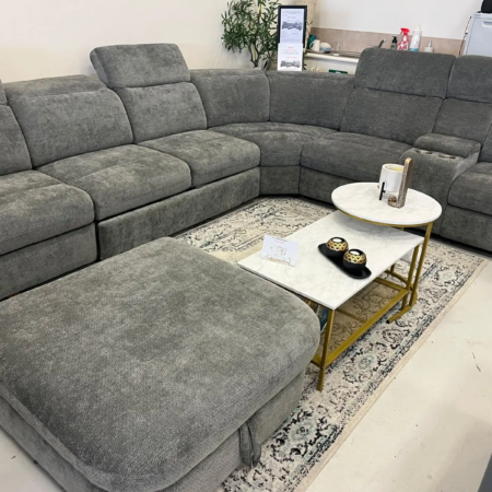 Chicago dark grey multifunctional sofa bed with electric recliners, ottoman storage and USB charging
