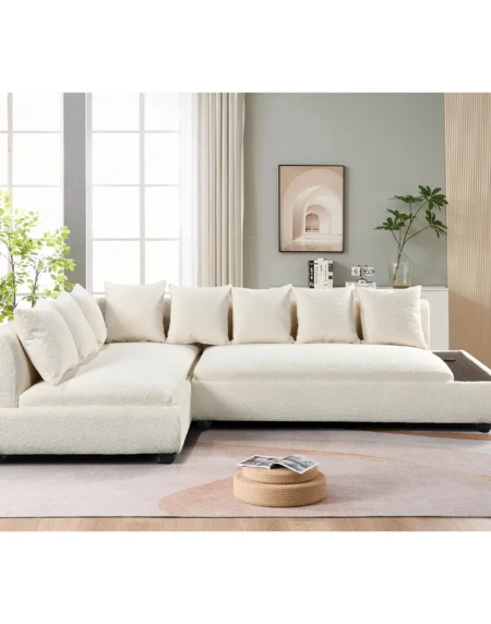 Cream Bouclé Modular Corner Lounge