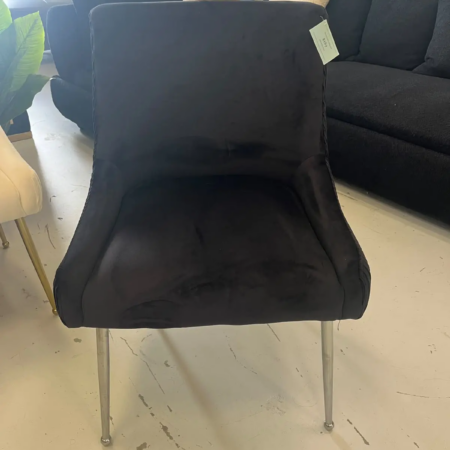 Elara Black Velvet Accent Chair with Chrome Legs