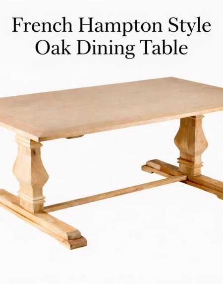 French Hampton Style 8 Seater Solid Oak Dining Table 220 x 100 cm for Modern Coastal Dining Rooms