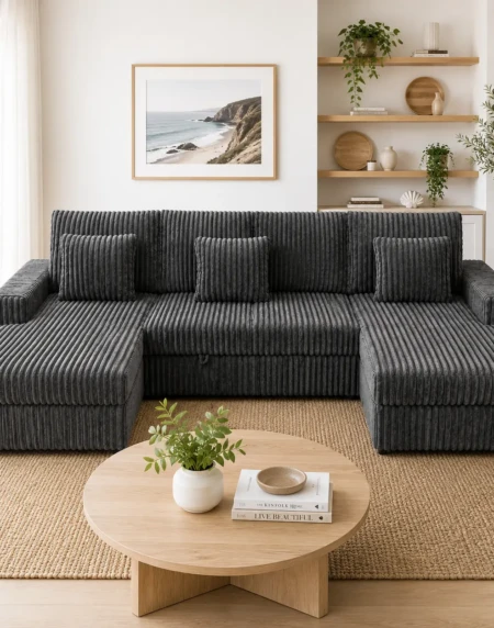 Perth Sofa bed Lounge stoarge chaise and cupholder