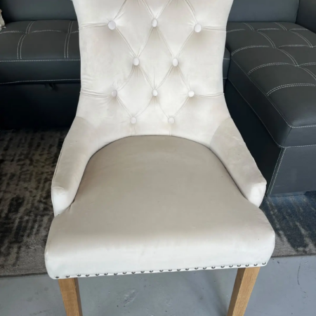 Zara French provincial dining chair in cream velvet with solid oak wood legs