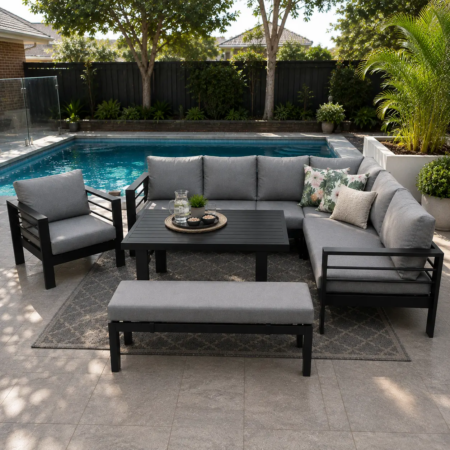 9 seater hamilton with bench black