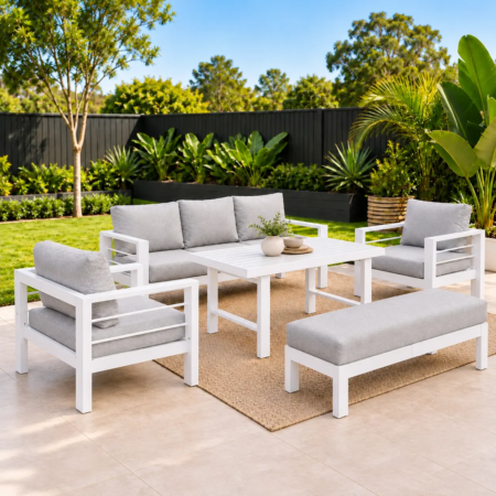 7 seater white with bench