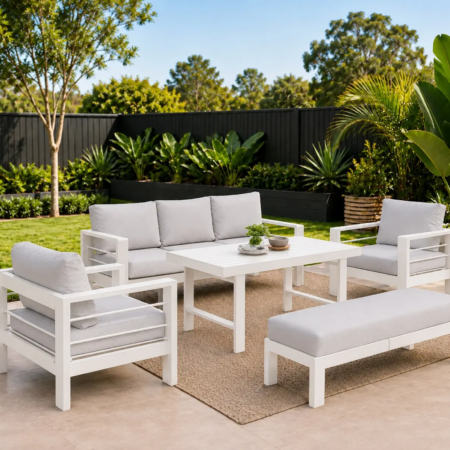 hamilton 7 seater with bench white