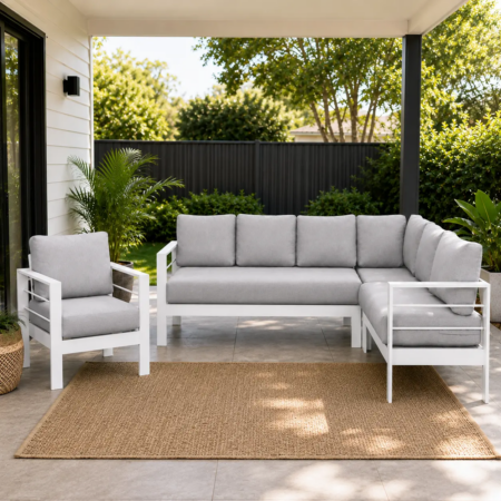 lshape and 1 seater white