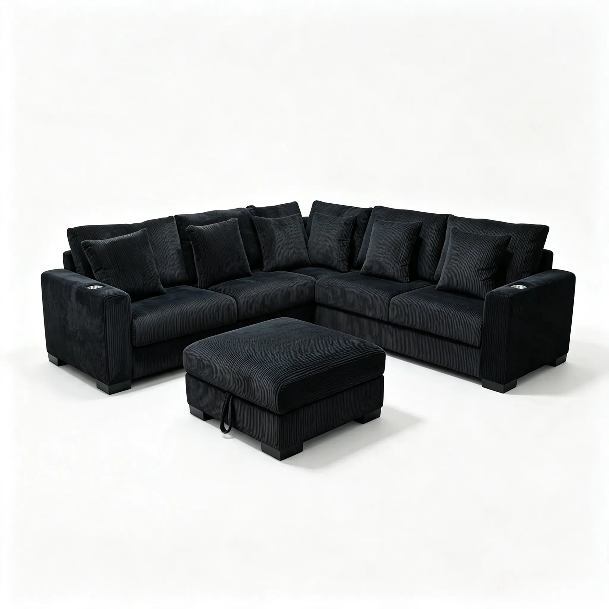 Aspen Black Corduroy Corner Sofa