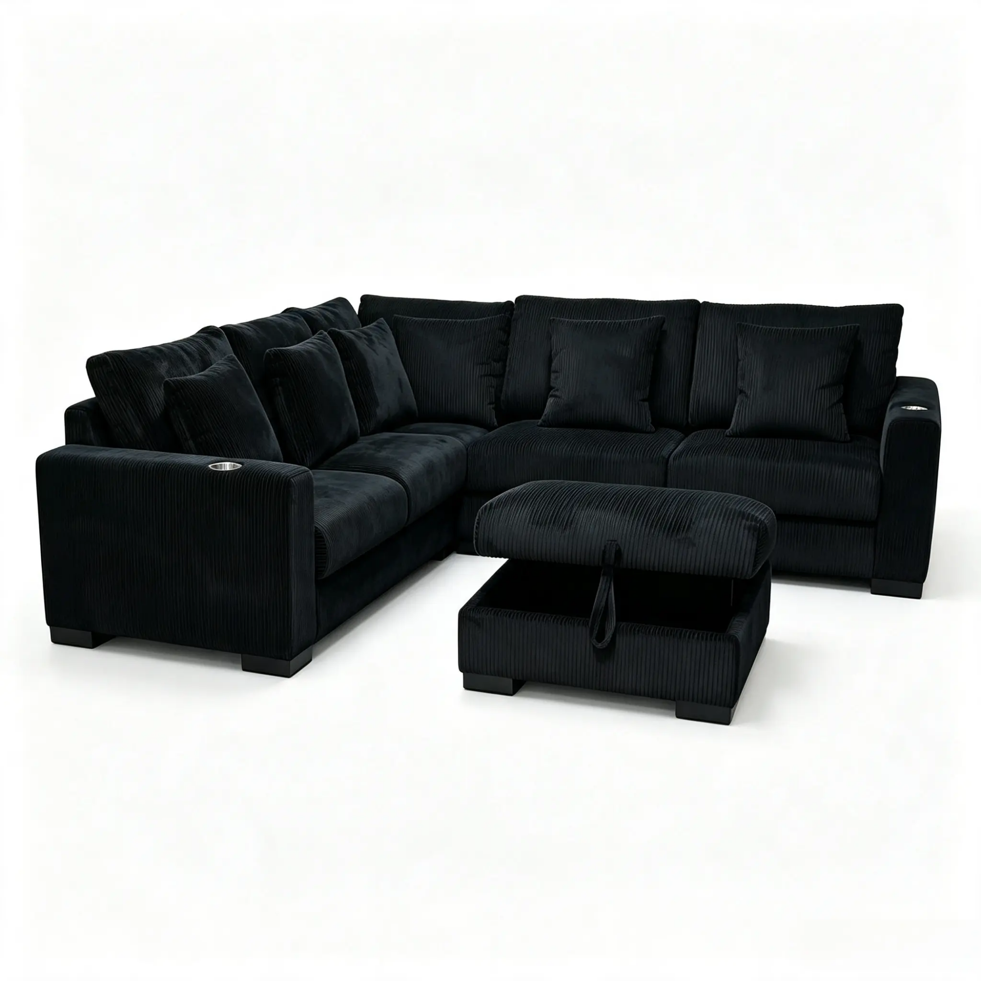 Aspen Black L-Shape Corner Lounge