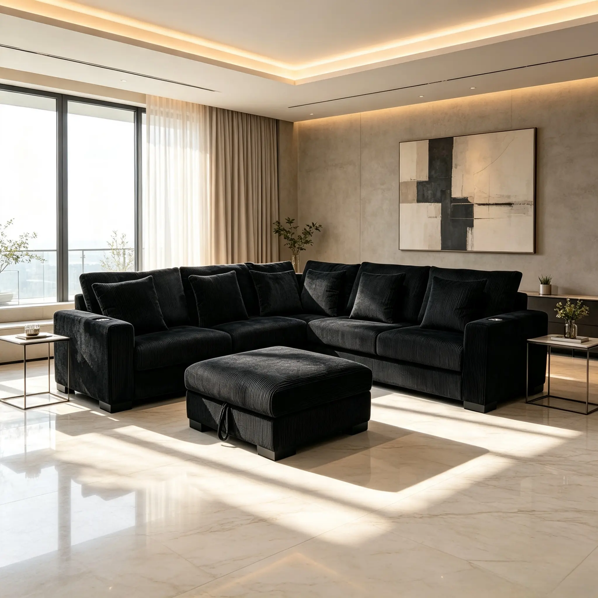 Aspen L-Shape Sofa with Storage Ottoman