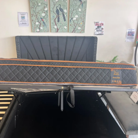 Black Queen Size Gas Lift Storage Bed Frame