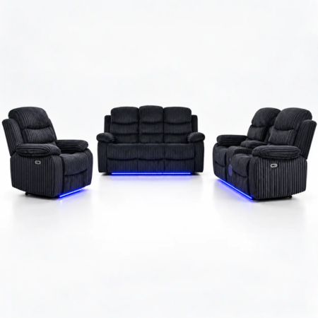 Charcoal Recliner Set with Blue LED Underglow