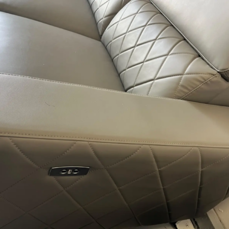 Zoe 3 seater grey genuine leather sofa with USB charging port